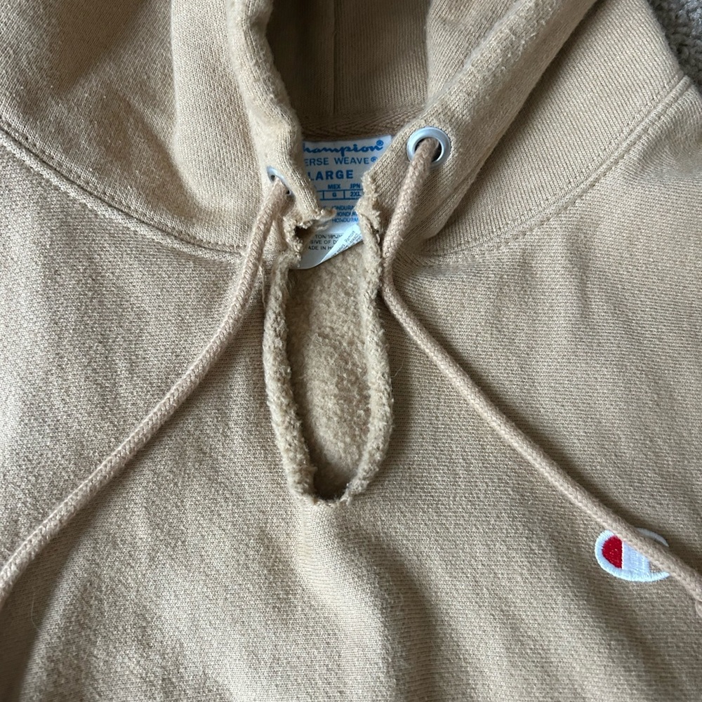 champion camel colored reverse thread hoodie LARGE - image 7